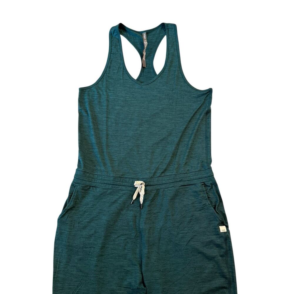 Vuori Lux Sleeveless Jumpsuit Jade Green Heather Racerback Adjustable Waist XL - Picture 3 of 12